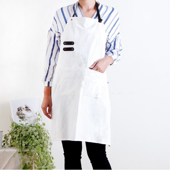 Custom apron printing Washed cotton and linen PU adjustable belt apron| Tricolor Custom apron printing Washed cotton and linen PU adjustable belt apron| Tricolor