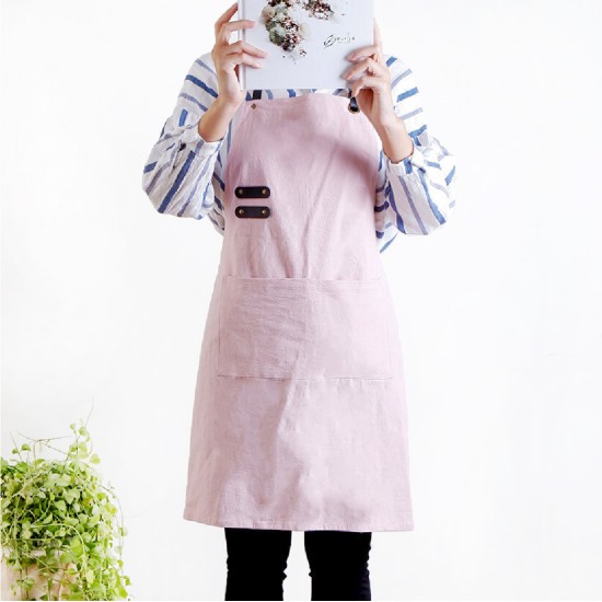 Custom apron printing Washed cotton and linen PU adjustable belt apron| Tricolor Custom apron printing Washed cotton and linen PU adjustable belt apron| Tricolor