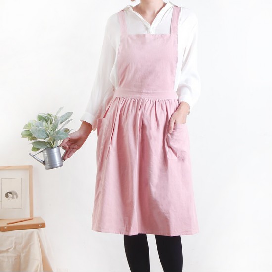 Customized Apron Printed Washed Cotton Hemp Hundred Fold Skirt Apron | Double Pocket | Tricolor Customized Apron Printed Washed Cotton Hemp Hundred Fold Skirt Apron | Double Pocket | Tricolor