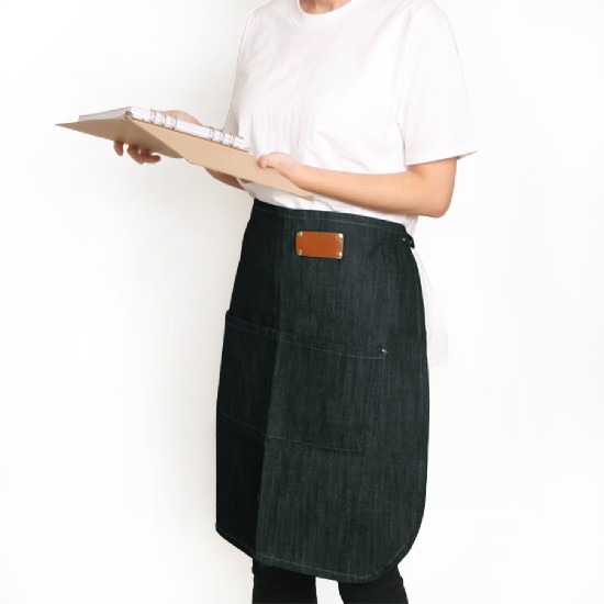 Customized apron printed denim leather half-length apron | two-tone Customized apron printed denim leather half-length apron | two-tone