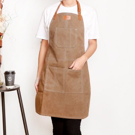 Custom apron printing Thick canvas artificial leather around the neck apron | Four colors Custom apron printing Thick canvas artificial leather around the neck apron | Four colors
