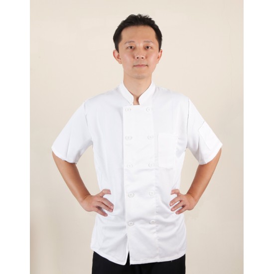 白色短袖雙排扣廚師服