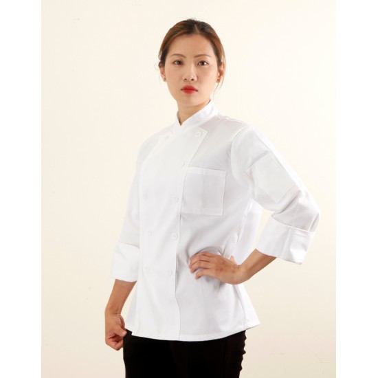 白色長袖雙排扣廚師服